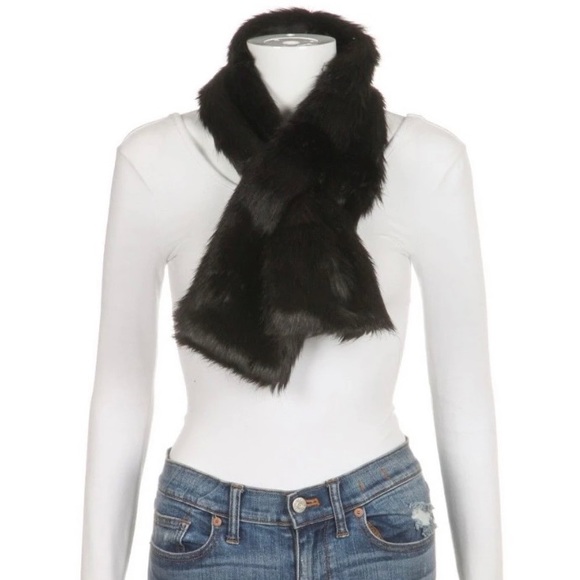 UNREAL FUR Black Stole Faux Fur Wrap Scarf - Picture 9 of 14